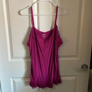 Lane Bryant - Lace trimmed tank top, pink. Size 22-24